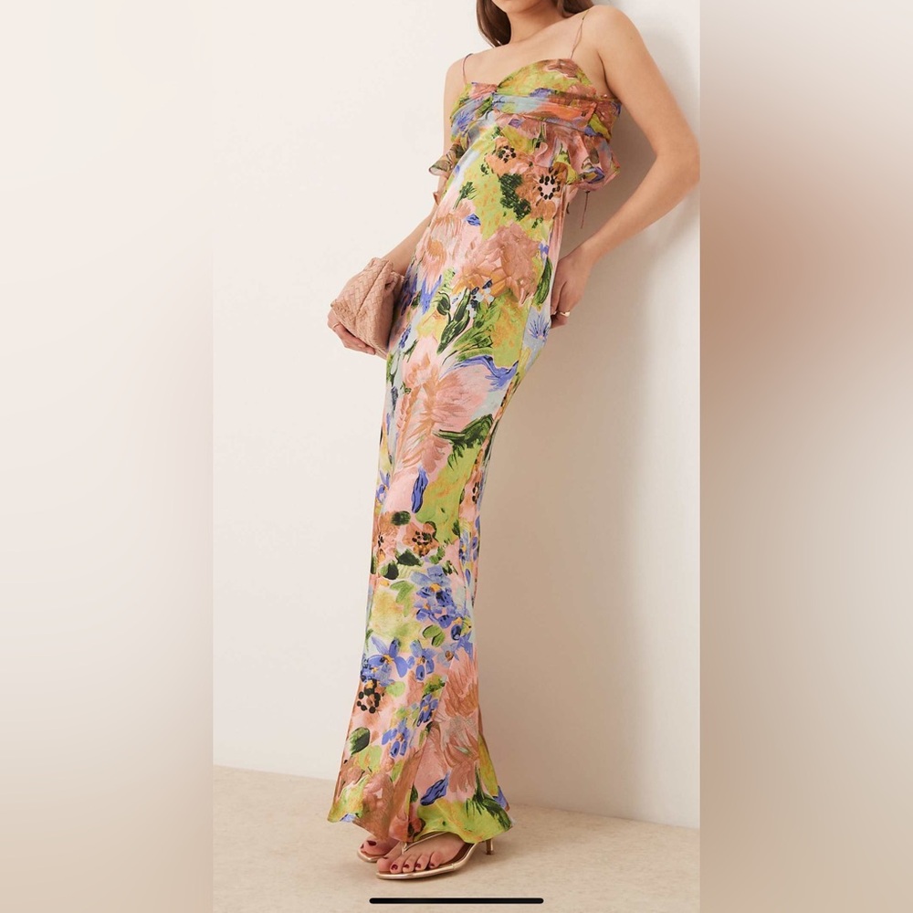 ASOS Floral Maxi Dress with Pink Accents
